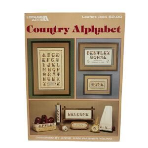 Vintage Country Alphabet Cross Stitch Pattern Leaflet Leisure Arts 1985 Cottage
